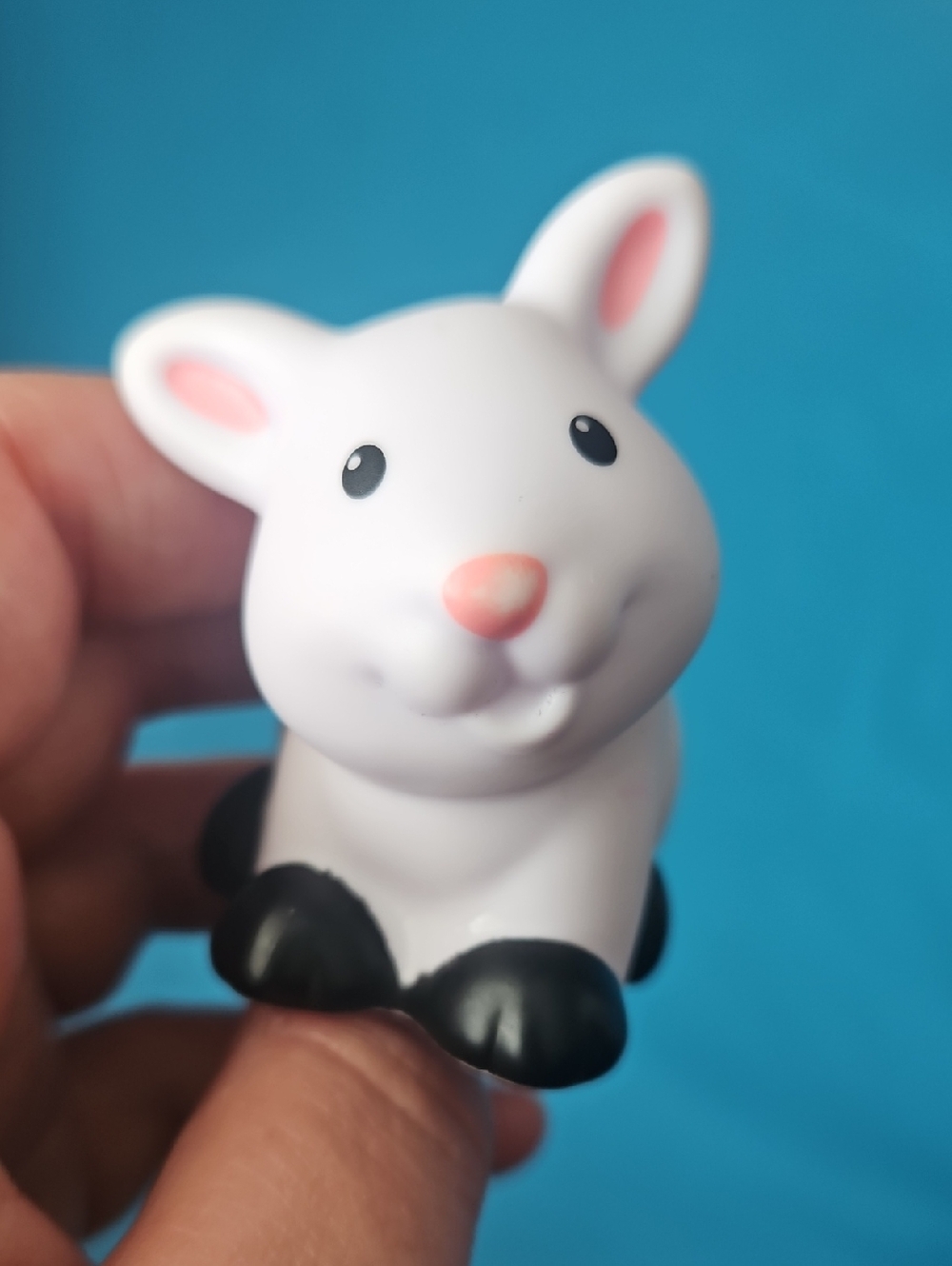 Fisher-Price Little People White Rabbit figure with black paws